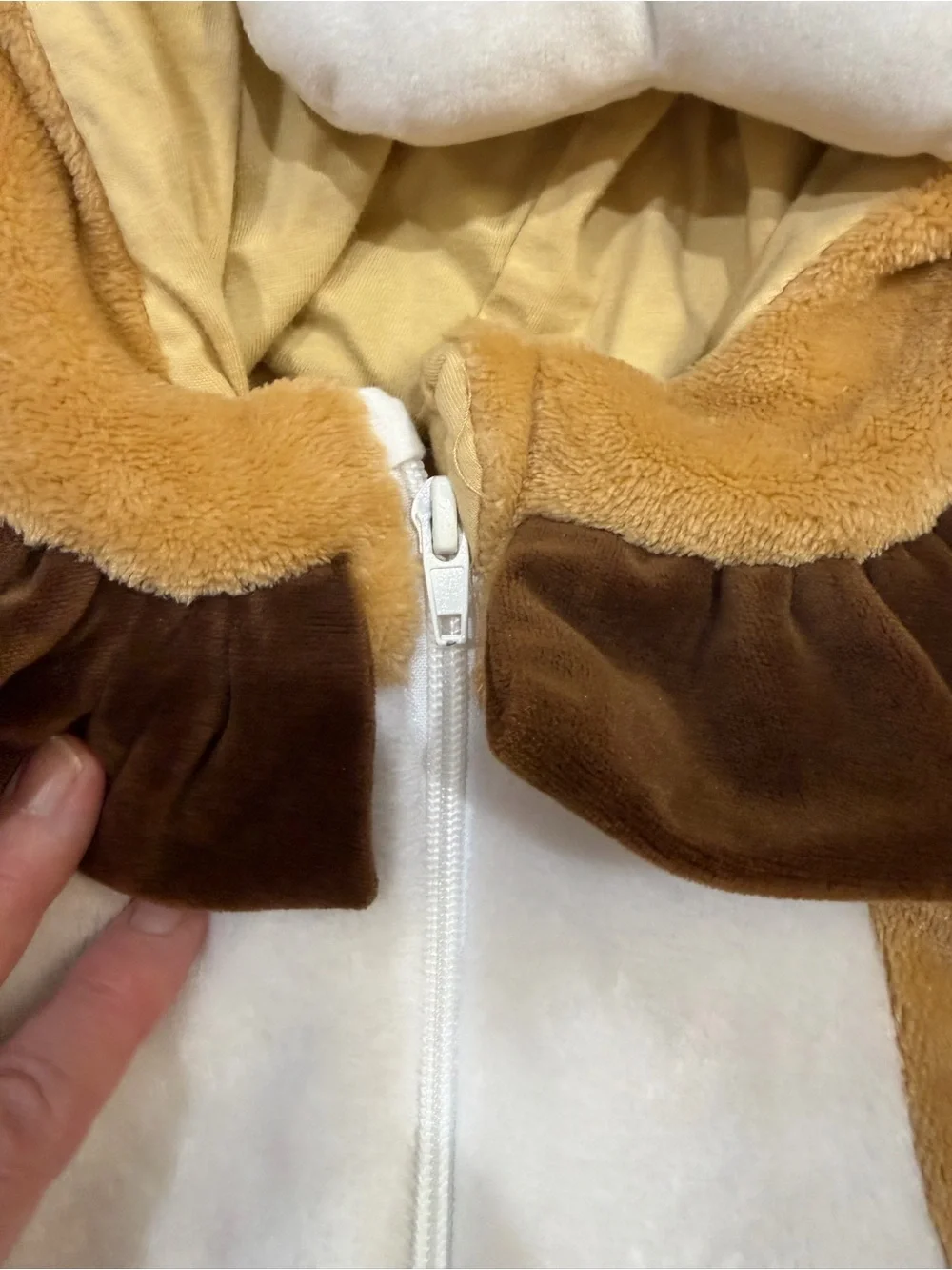 Toddler 3 Lion Plush Hooded One-Piece costume - Brown and White Halloween